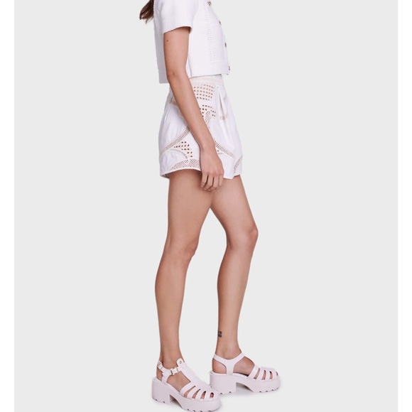 NWT 🐚 MAJE Crochet-knit White Women's Shorts - Picture 5 of 9